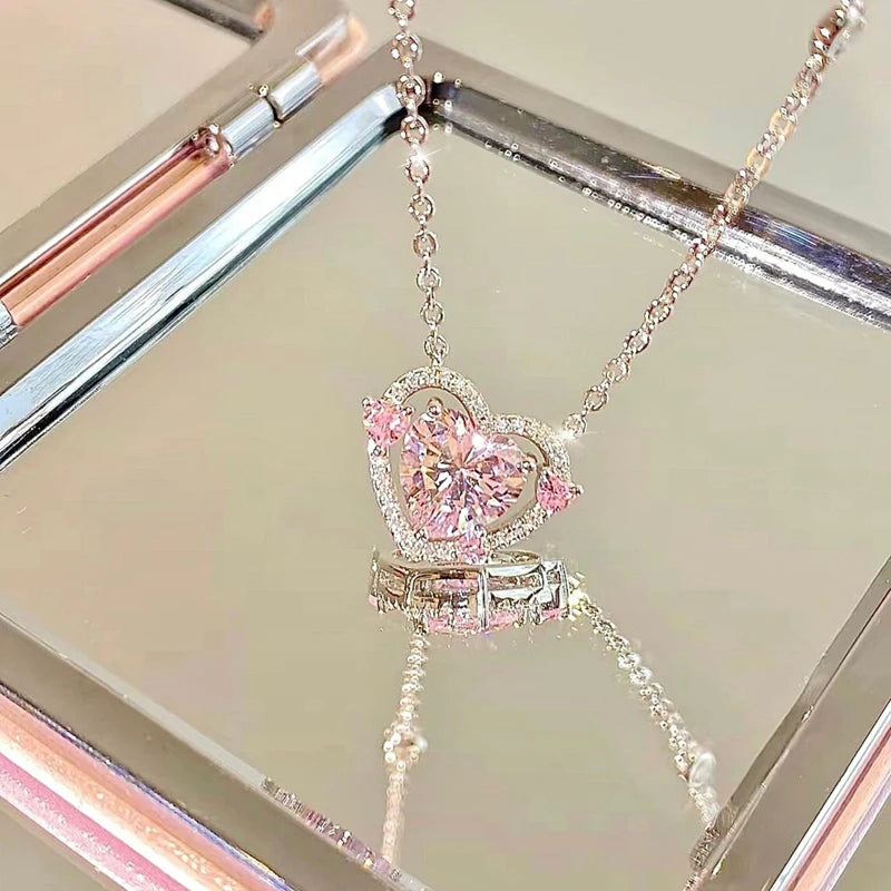 STERLING SILVER PINK GEMSTONE NECKLACE