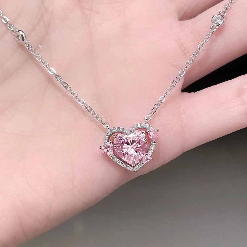 STERLING SILVER PINK GEMSTONE NECKLACE