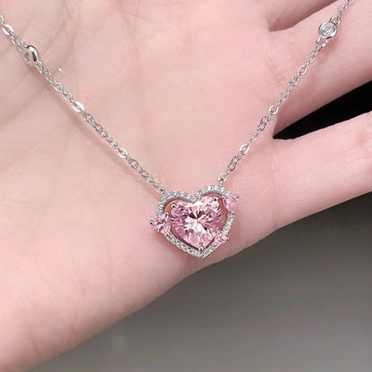 STERLING SILVER PINK GEMSTONE NECKLACE