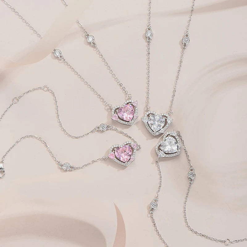 STERLING SILVER PINK GEMSTONE NECKLACE