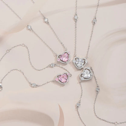 STERLING SILVER PINK GEMSTONE NECKLACE