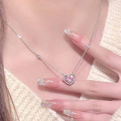 STERLING SILVER PINK GEMSTONE NECKLACE
