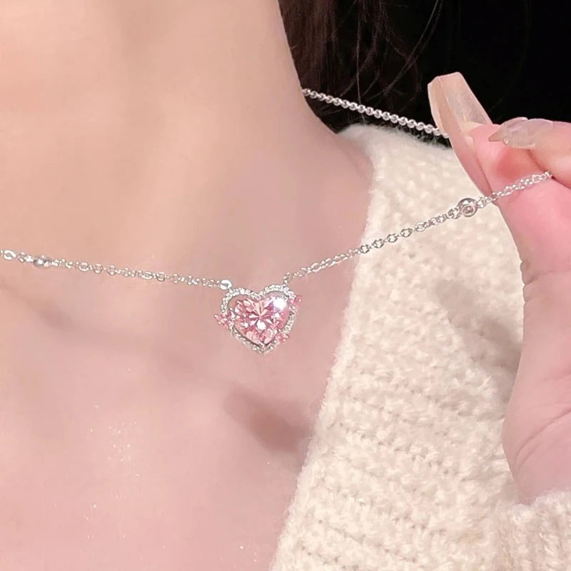 STERLING SILVER PINK GEMSTONE NECKLACE