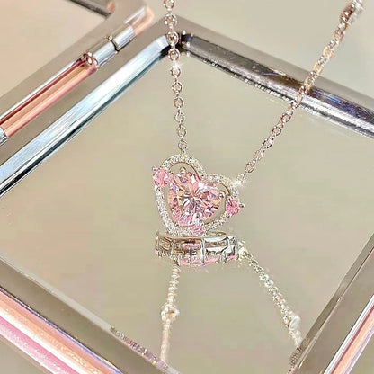 STERLING SILVER PINK GEMSTONE NECKLACE