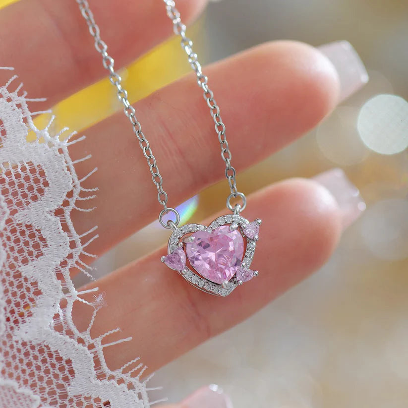 STERLING SILVER PINK GEMSTONE NECKLACE