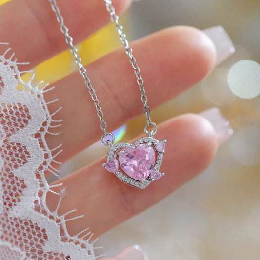 STERLING SILVER PINK GEMSTONE NECKLACE