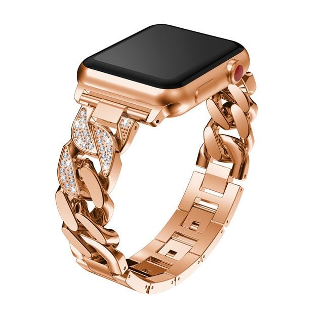 Elegant Stainless Steel  Diamond Band For Apple Watch